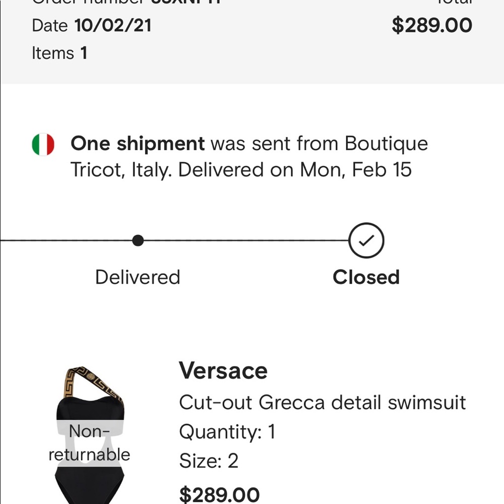 Versace one piece wore once for a few hours still in great condition